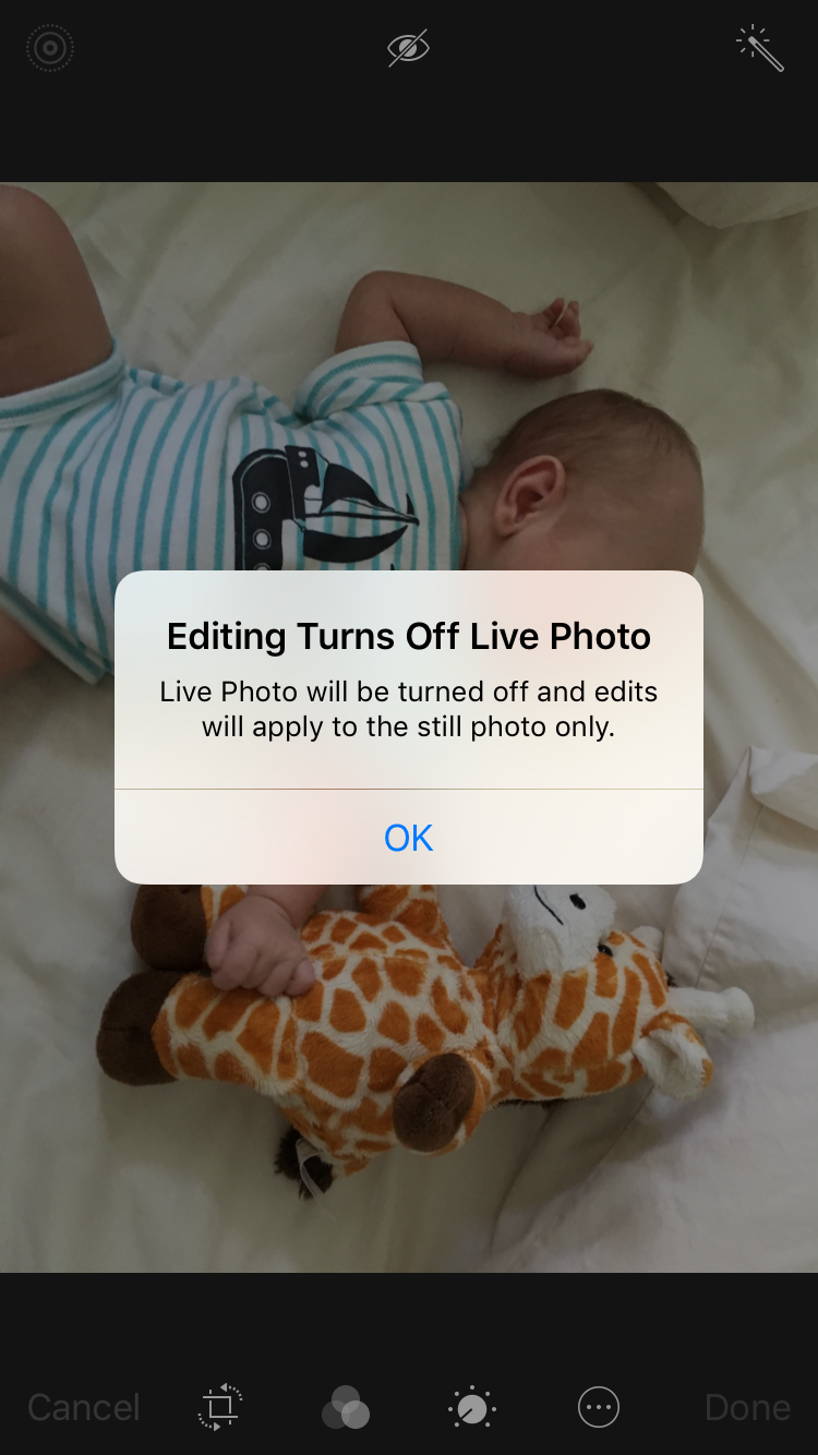 Editing will turn off Live Photo