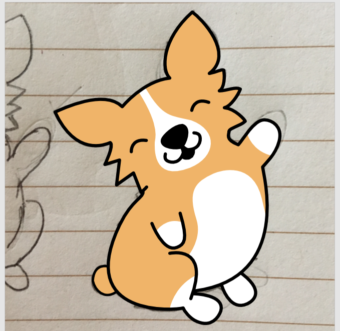 Doodle of waving corgi